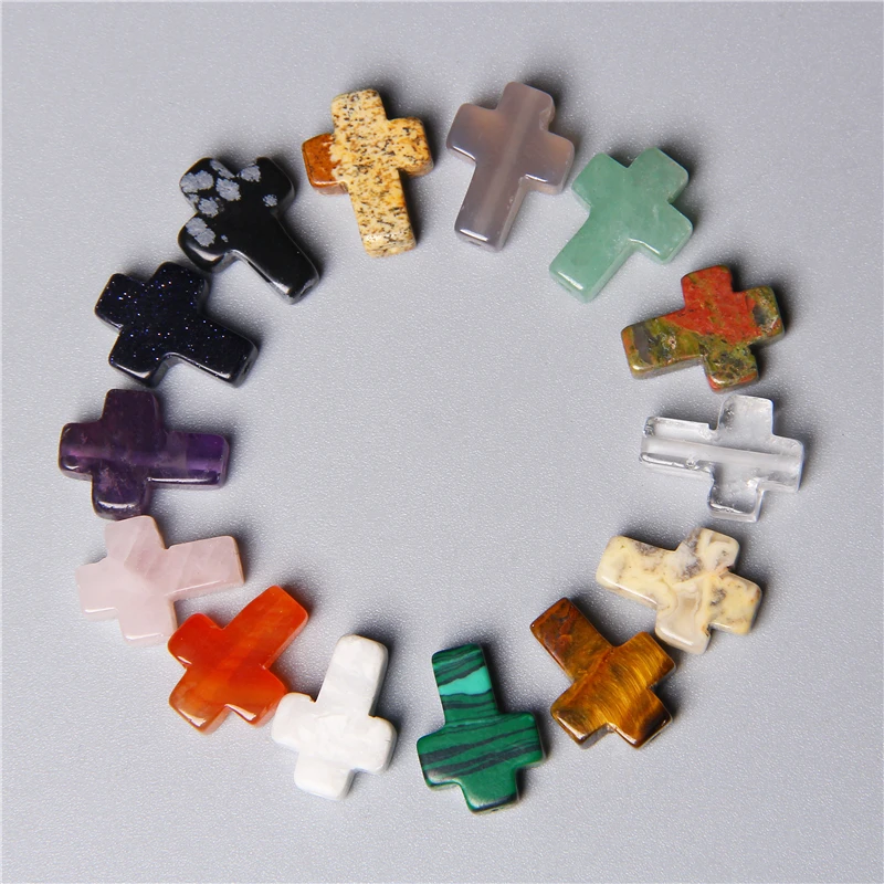10Pcs Beautiful Agate stone loose beads Cross pendant jewelry Making